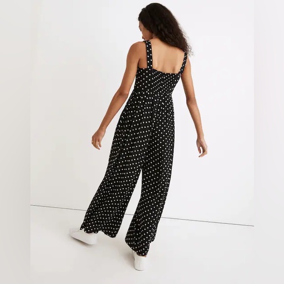 NWT Madewell Tank Wide-Leg Polka Dot Jumpsuit 00 - Picture 2 of 5